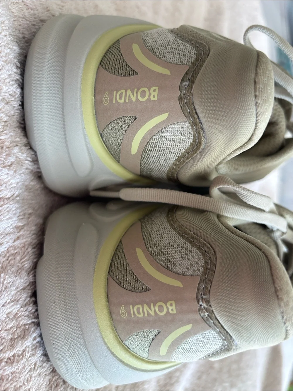 HOKA Women's Sneaker in Ecru with Pale Yellow Accent